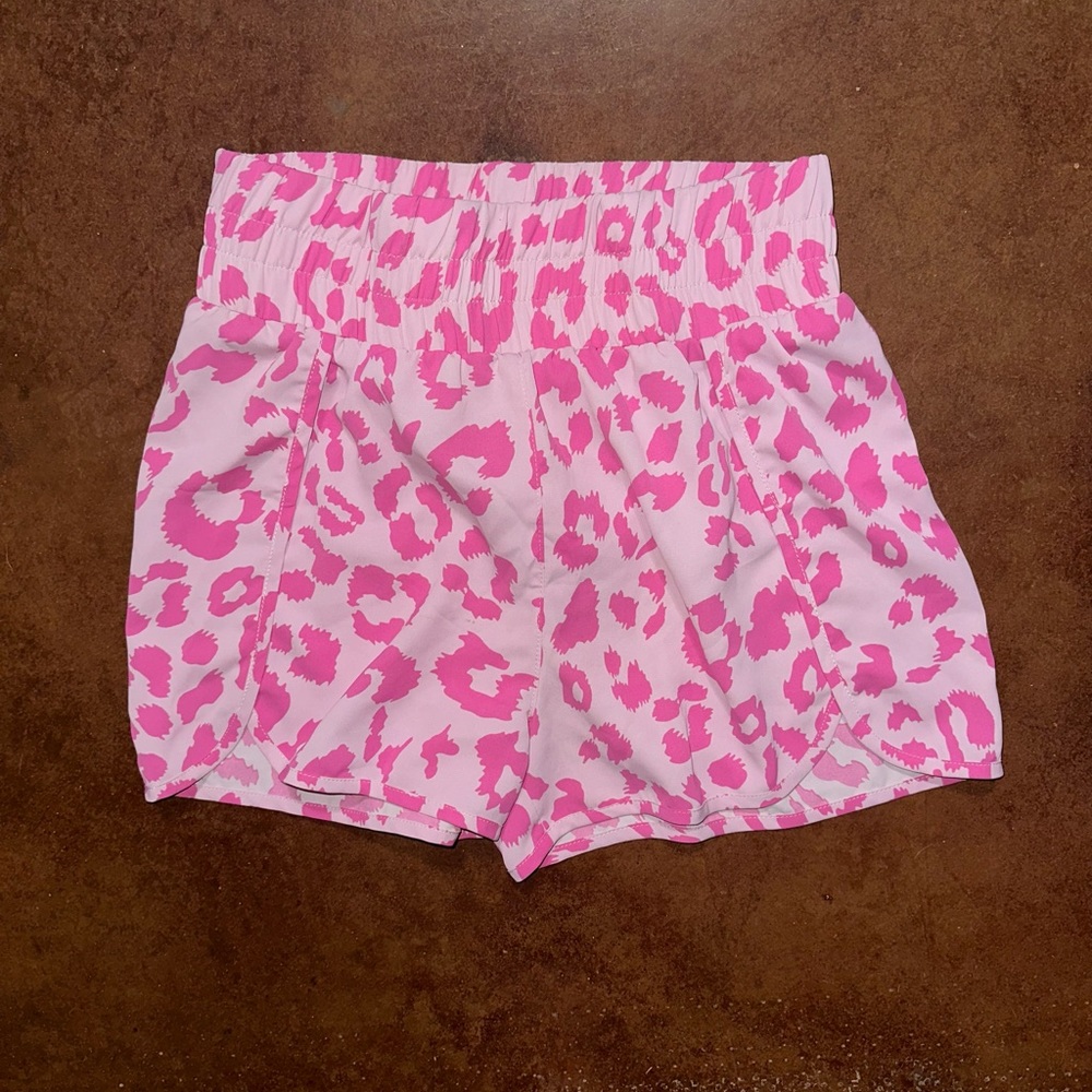 Pink leopard print shorts